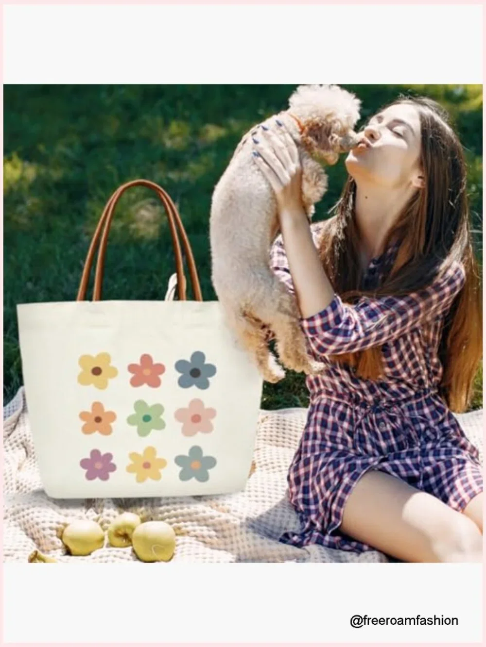 Large Canvas Tote Bag with Leather Handle for Work Travel Gym Shopping